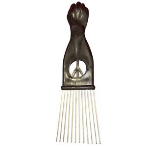 Vtg 1970s Afro Pick Black Power Fist Peace Symbol Comb hair tool PAT 238821 USA